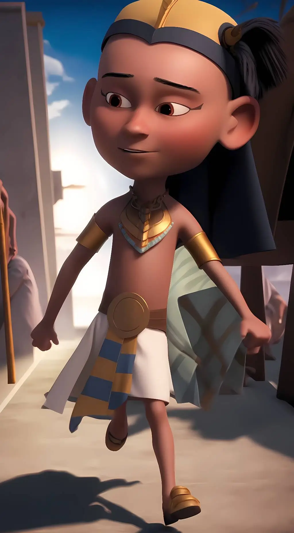 ai character: King Tutankhamun  background