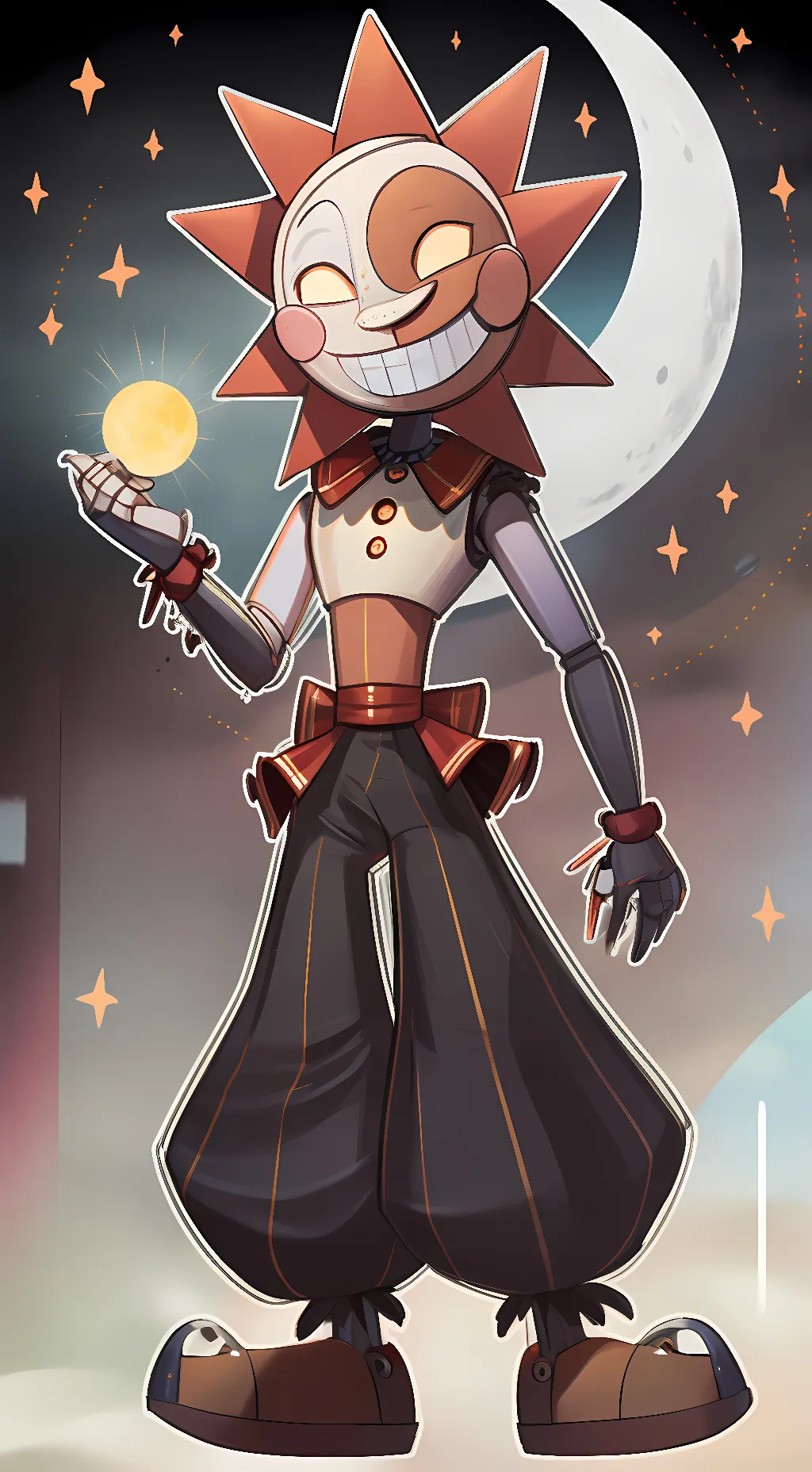 ai character: sun and moon  background