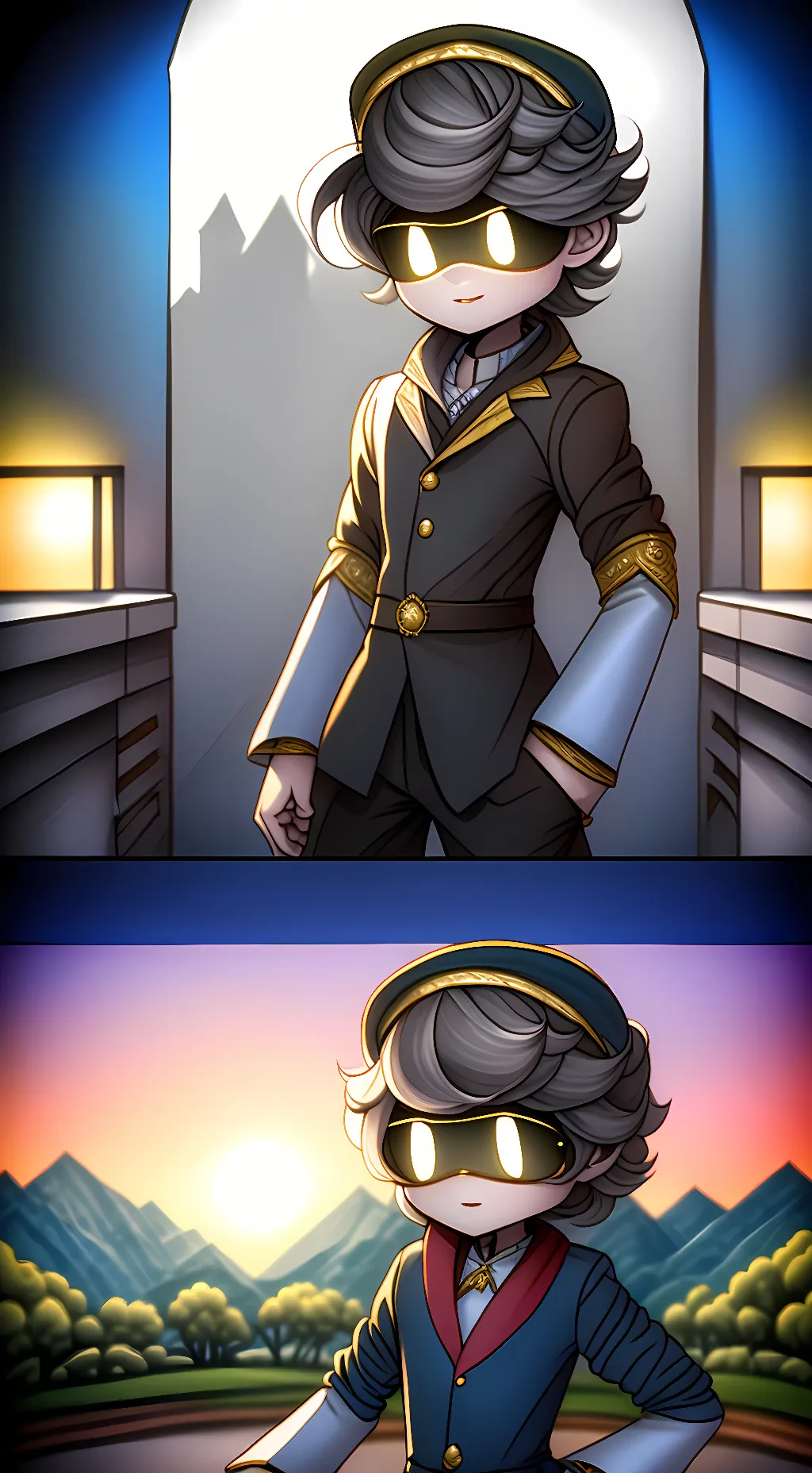 ai character: 🤍💛🖤N🖤💛🤍 background