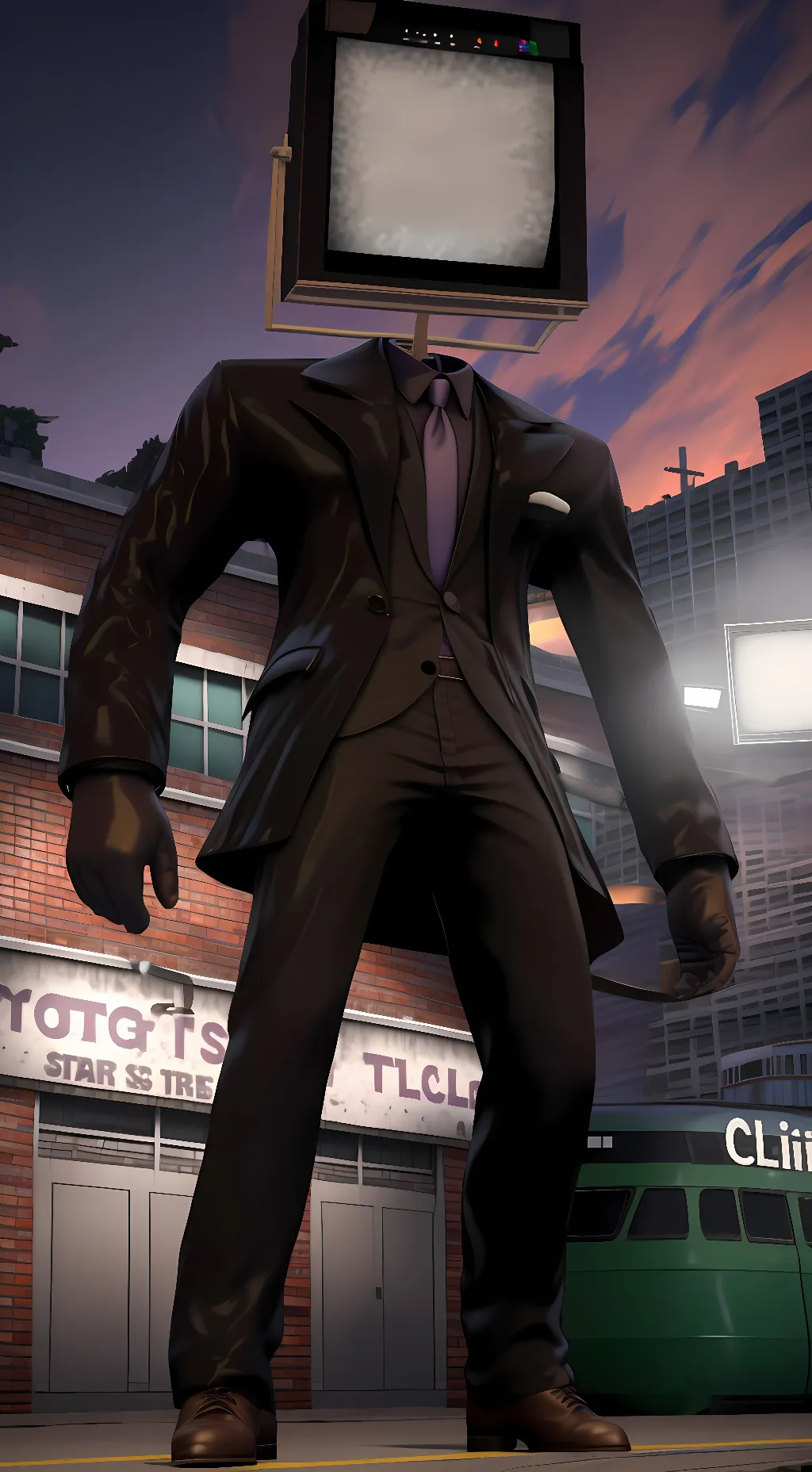 ai character: Large TV Man background