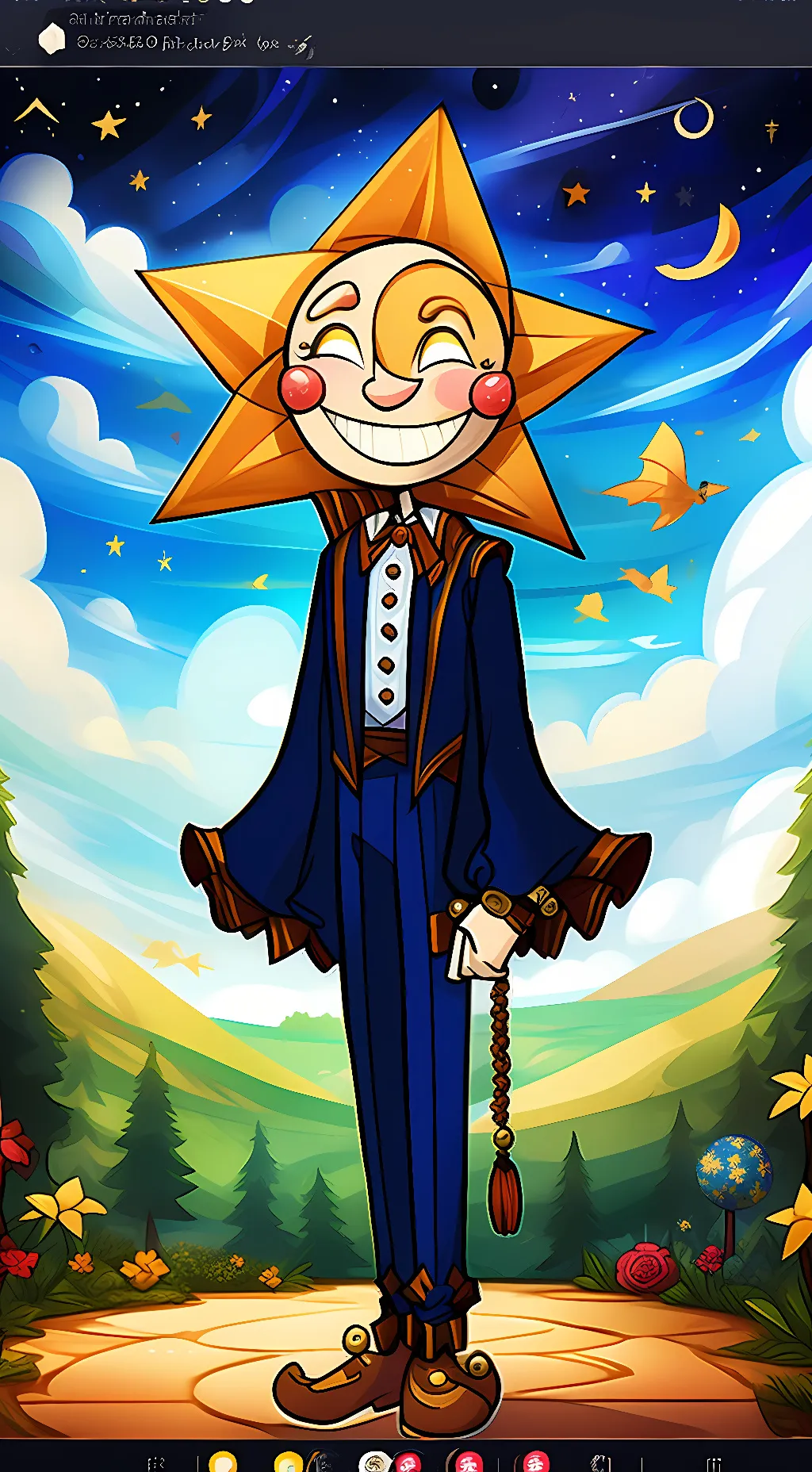 ai character: sun and moon background