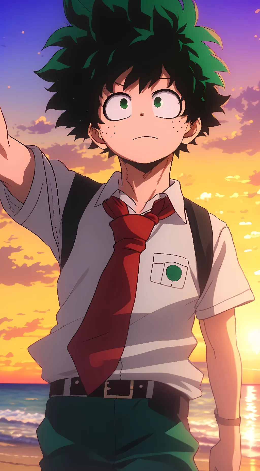 ai character: beach walk(MHA) background