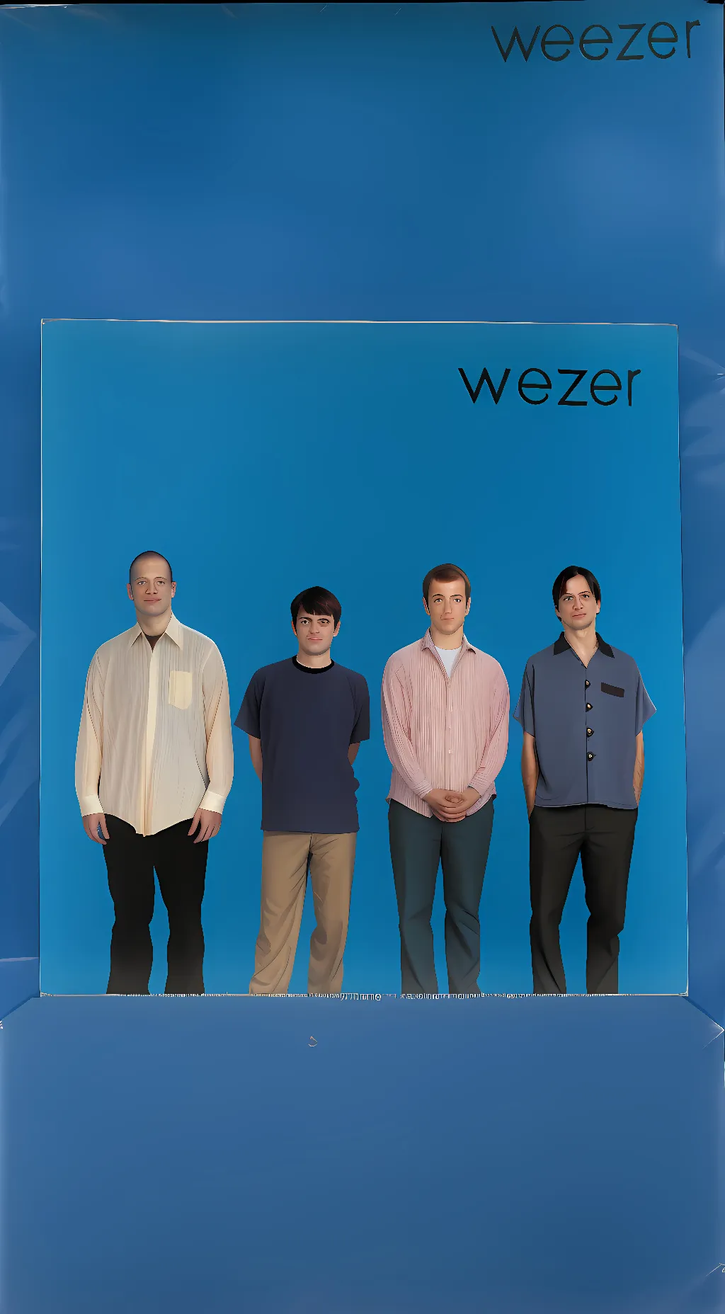 ai character: Weezer Blue Album background