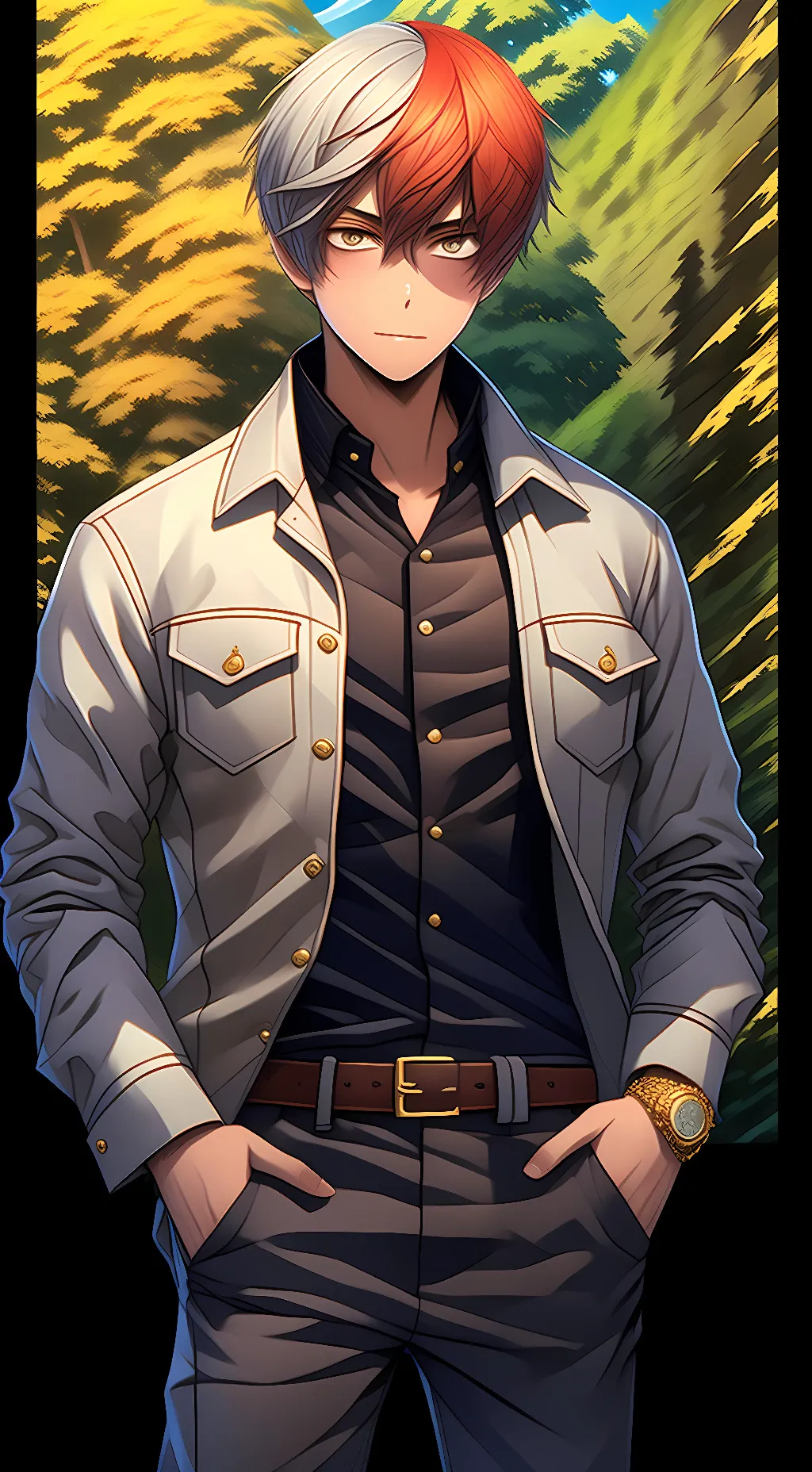 ai character: Shoto todoroki  background