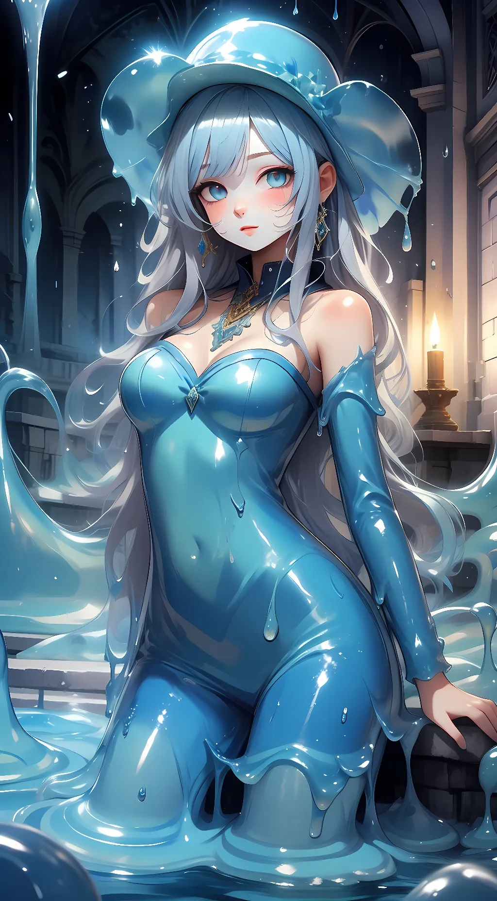 ai character: slime clothes  background