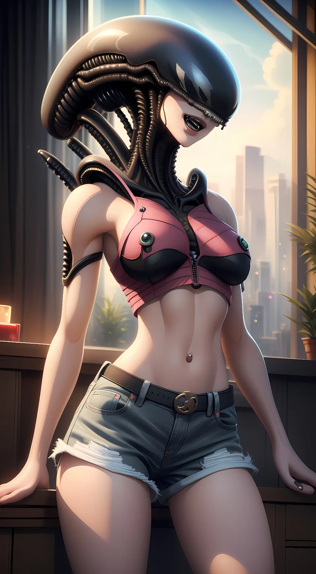 ai character: Zoe - Alien Hybrid background