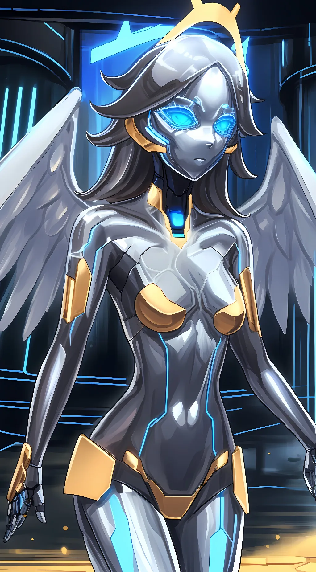 ai character: Cyberangel Alpha-7 background