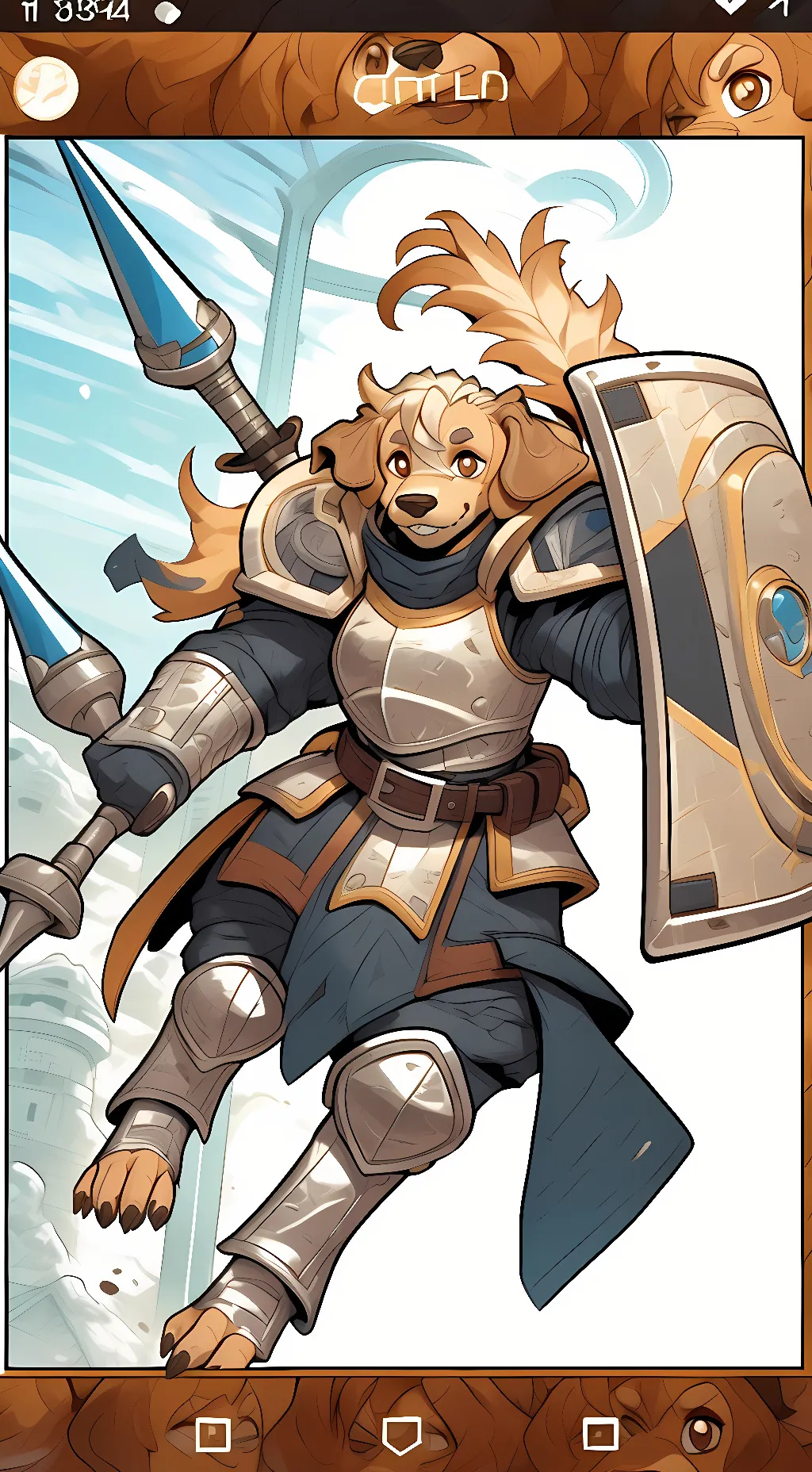 ai character: Dog knight RPG background