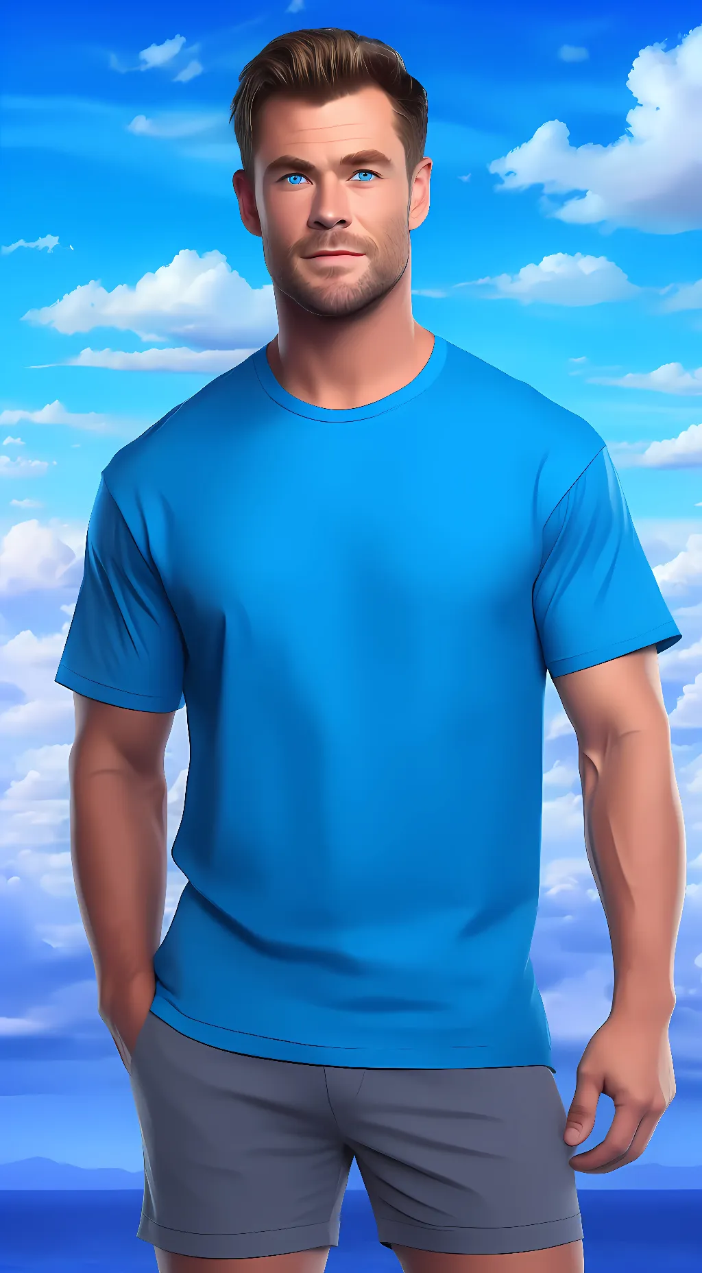 ai character: Chris Hemsworth  background