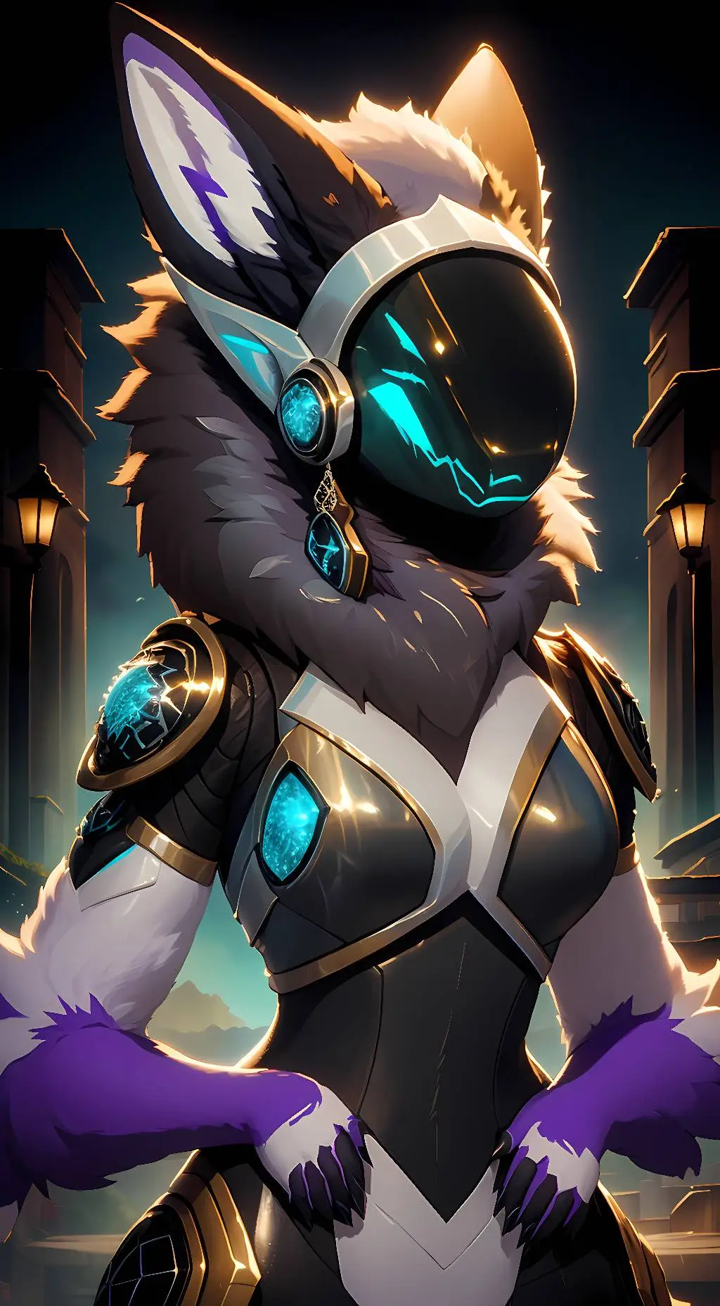 ai character: Violet background