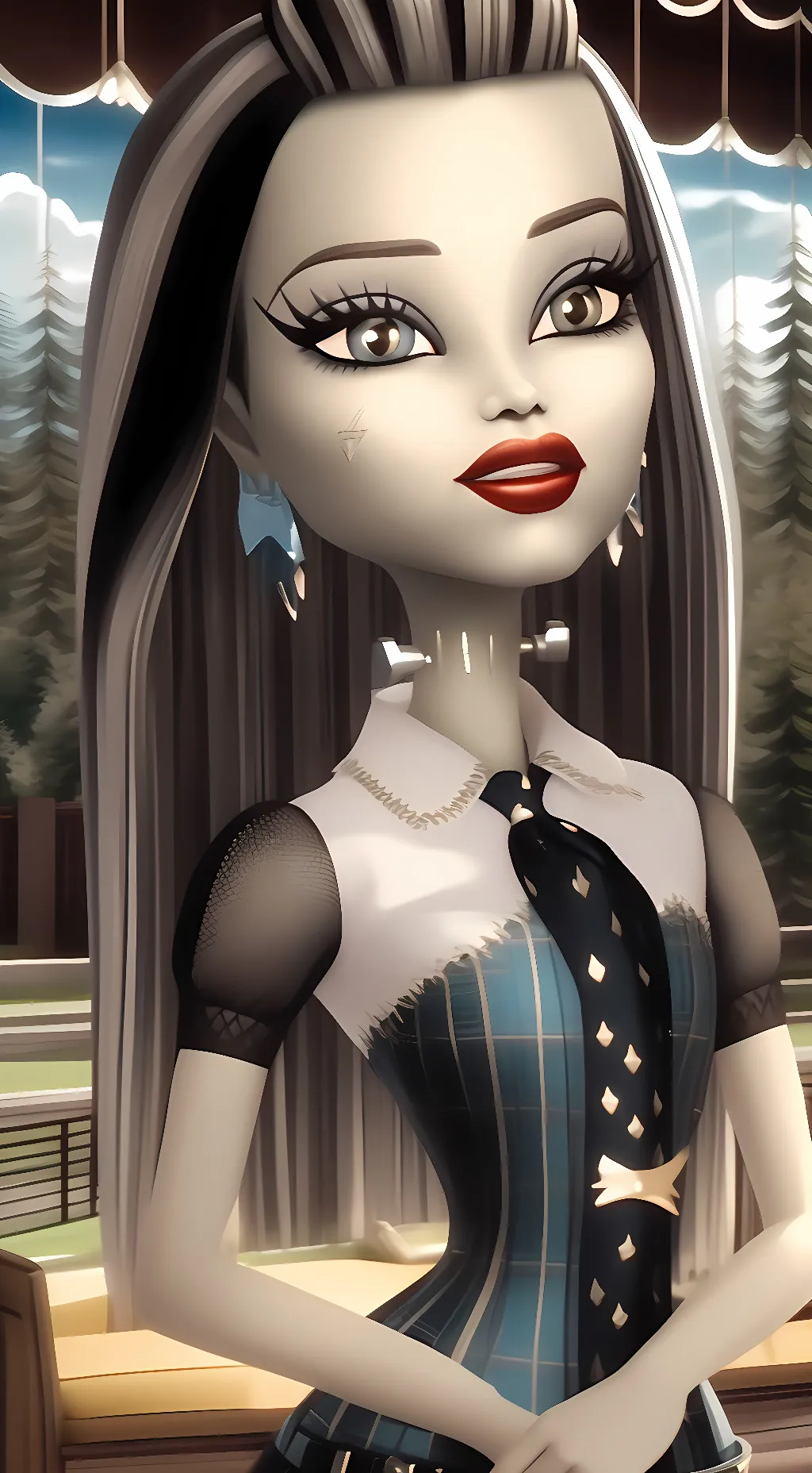 ai character: Frankie stien background