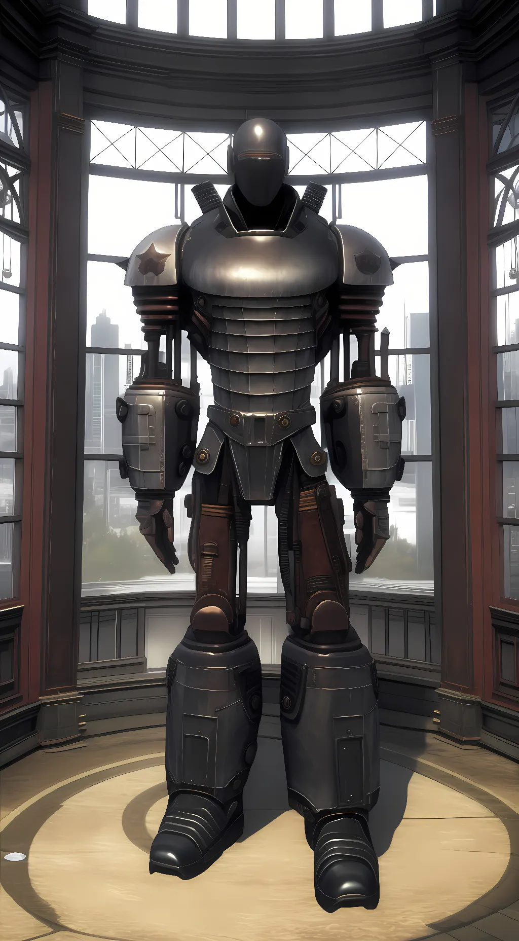 ai character: liberty prime walk background