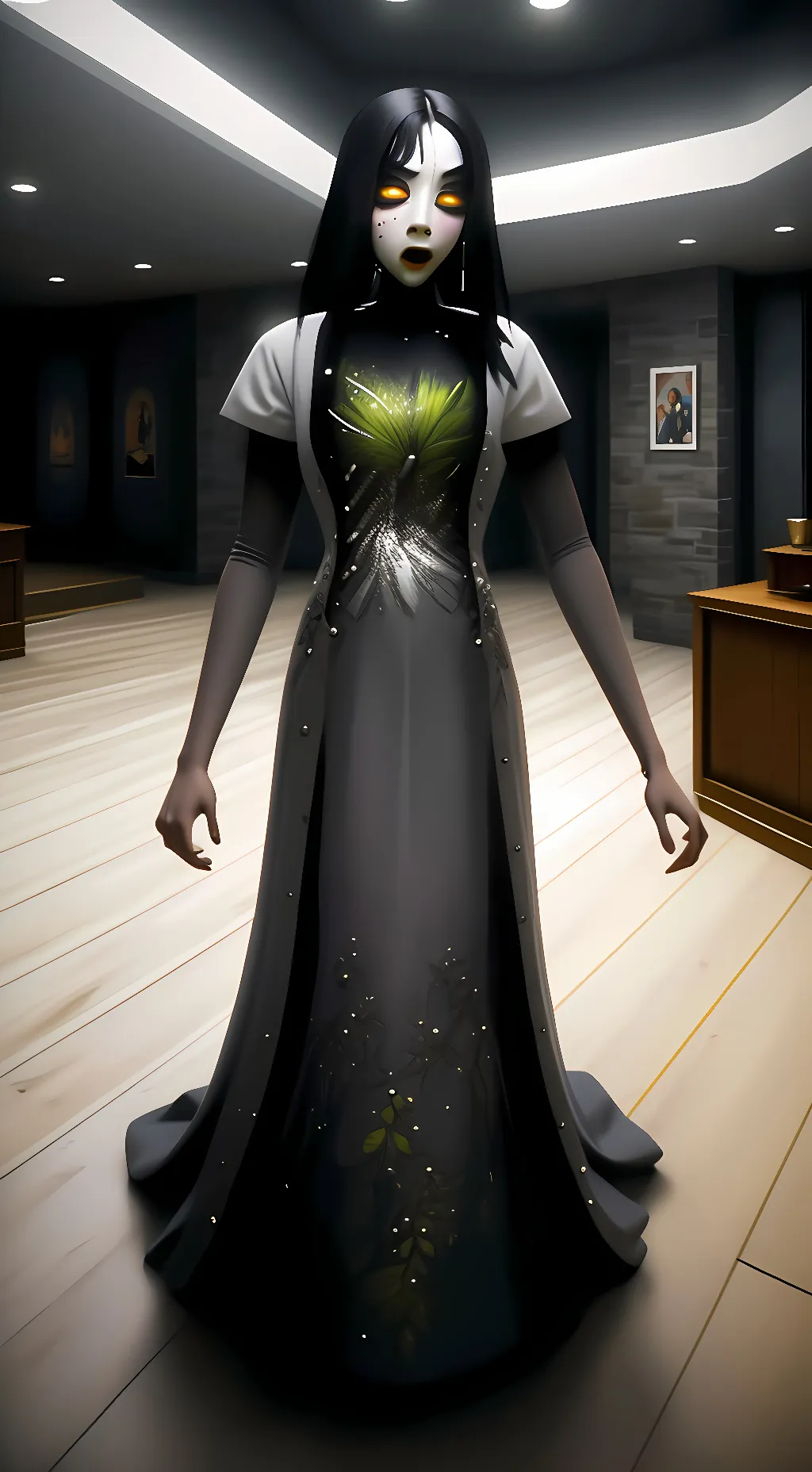 ai character: Slendrina woods background