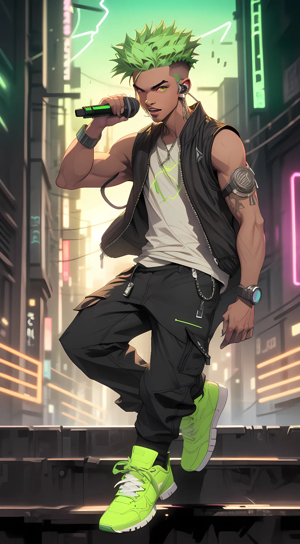 ai character: Green background