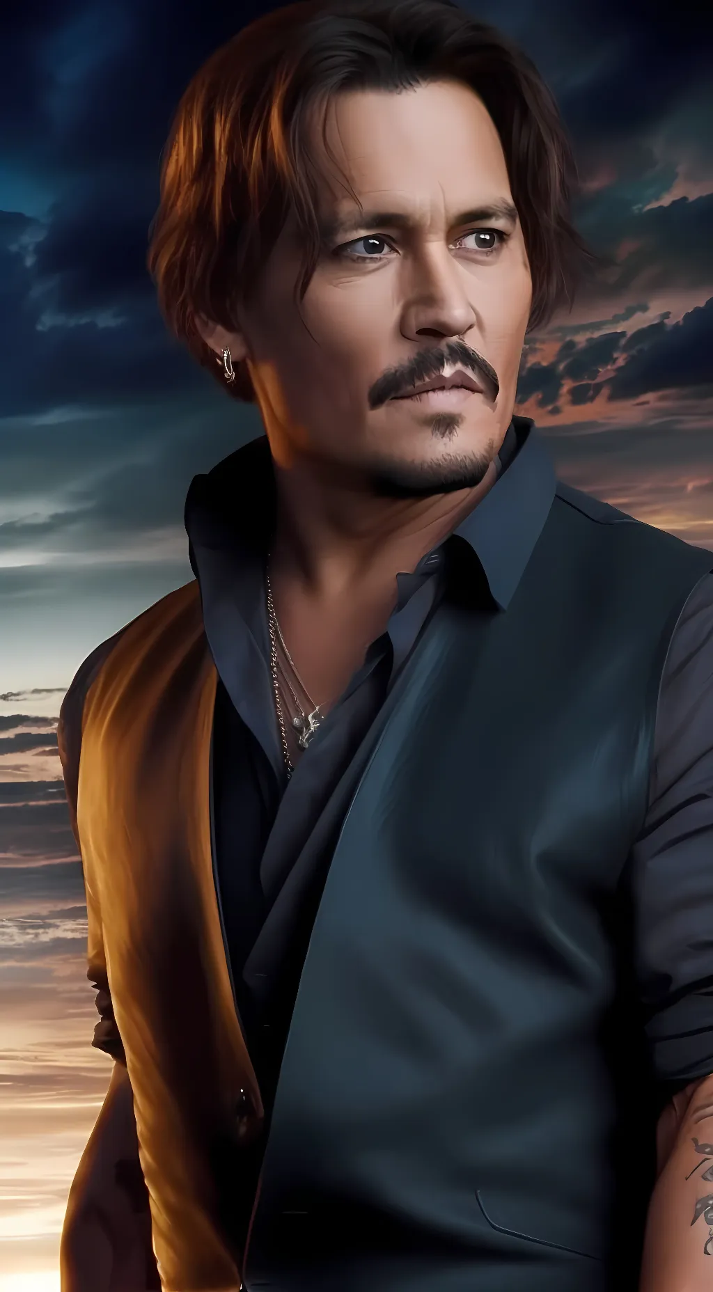 ai character: Johnny Depp  background