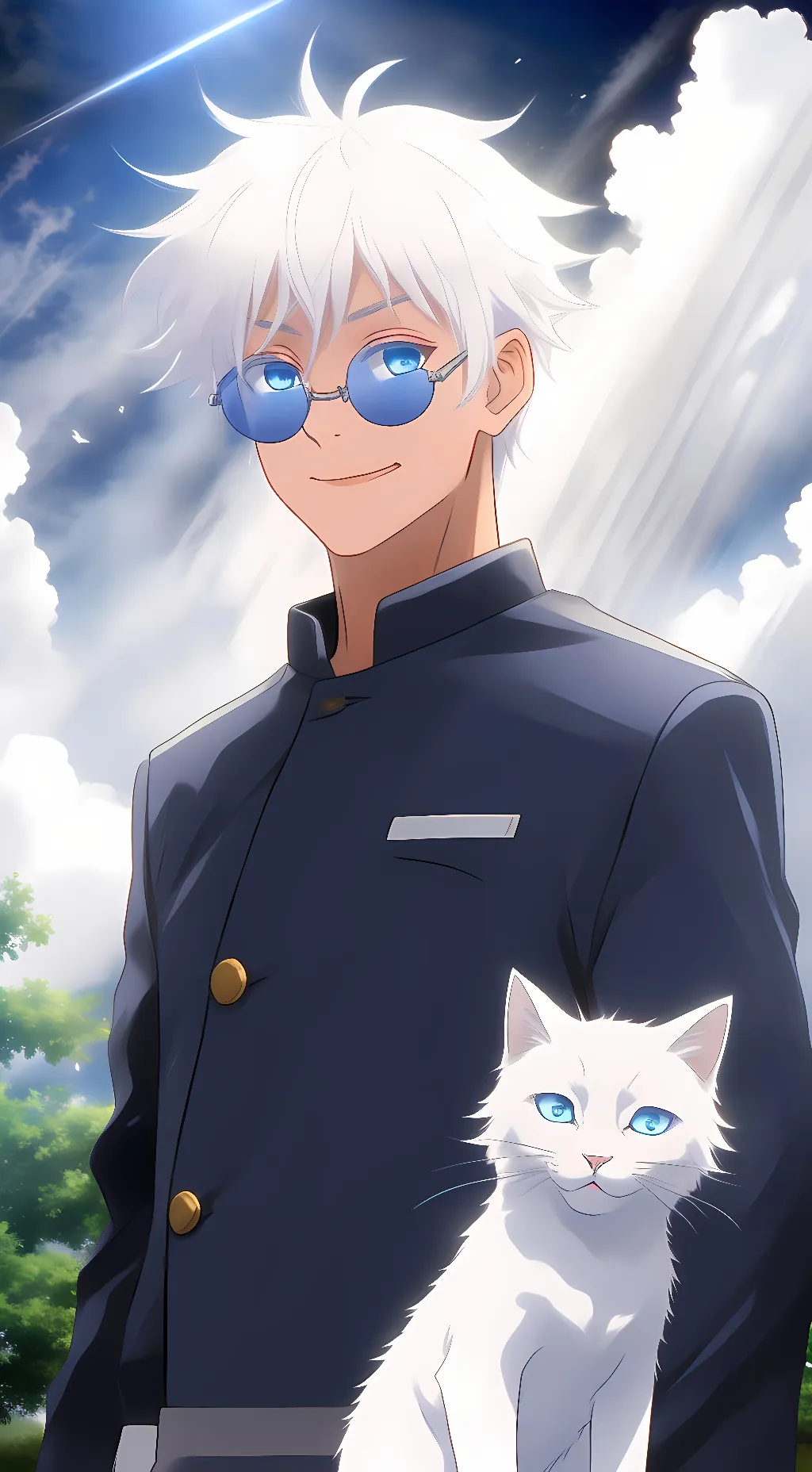 ai character: cat Gojo  background