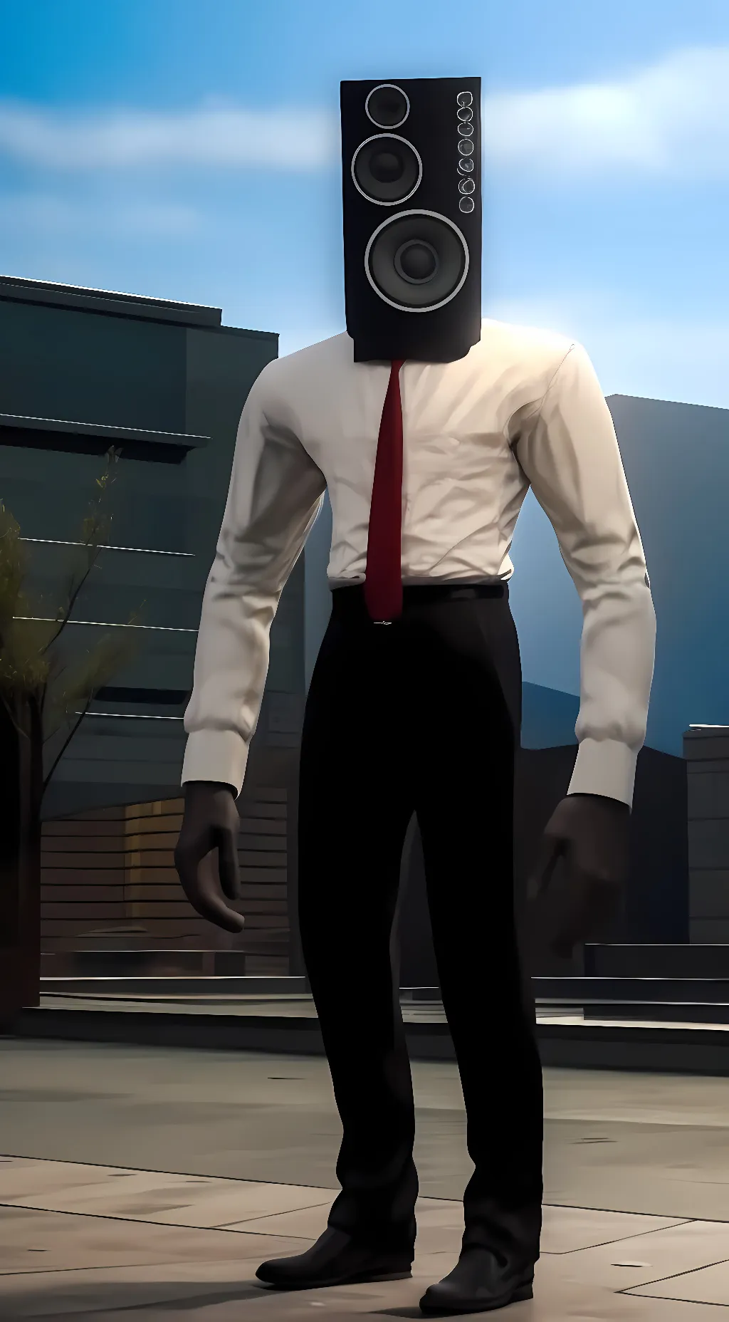 ai character: large speaker man background