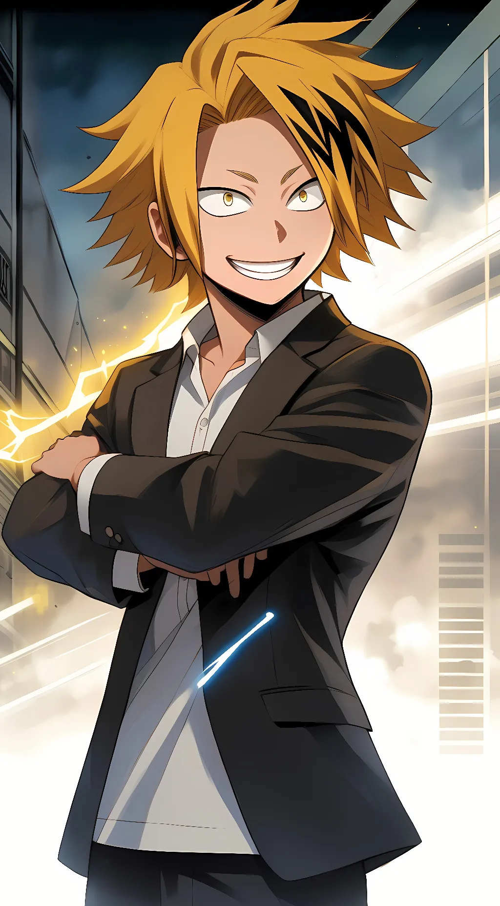 ai character: Denki Kaminari background