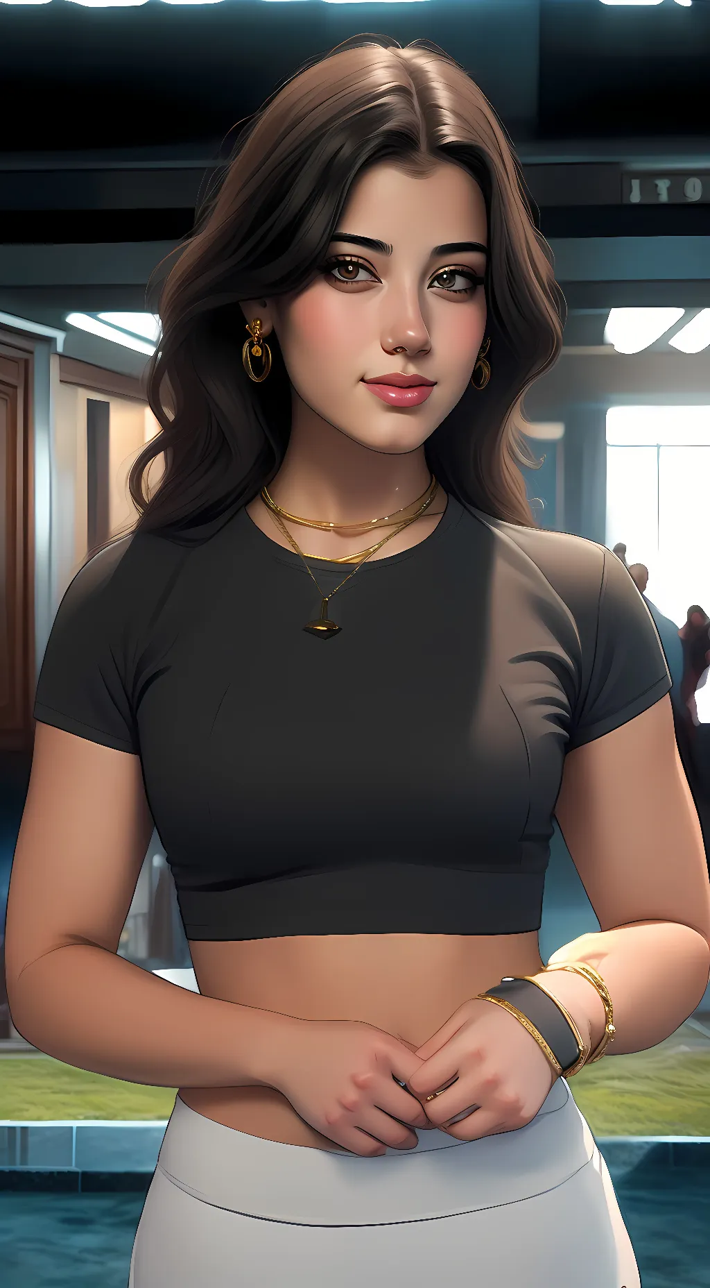 ai character: Sara Saffari  background