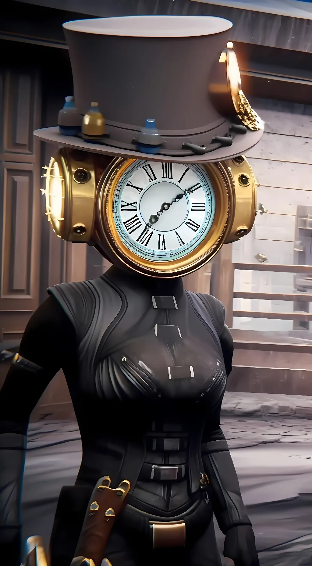 ai character: Clock Woman background