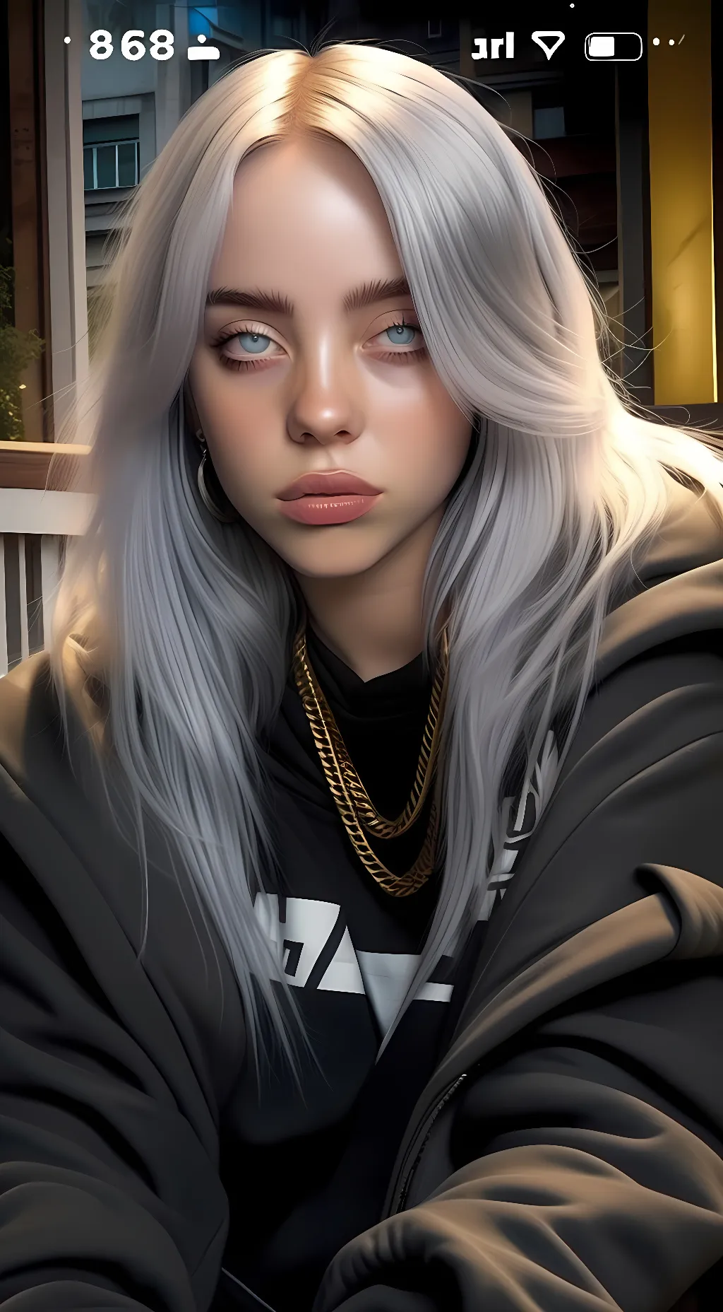 ai character: Baby,Billie eilish background