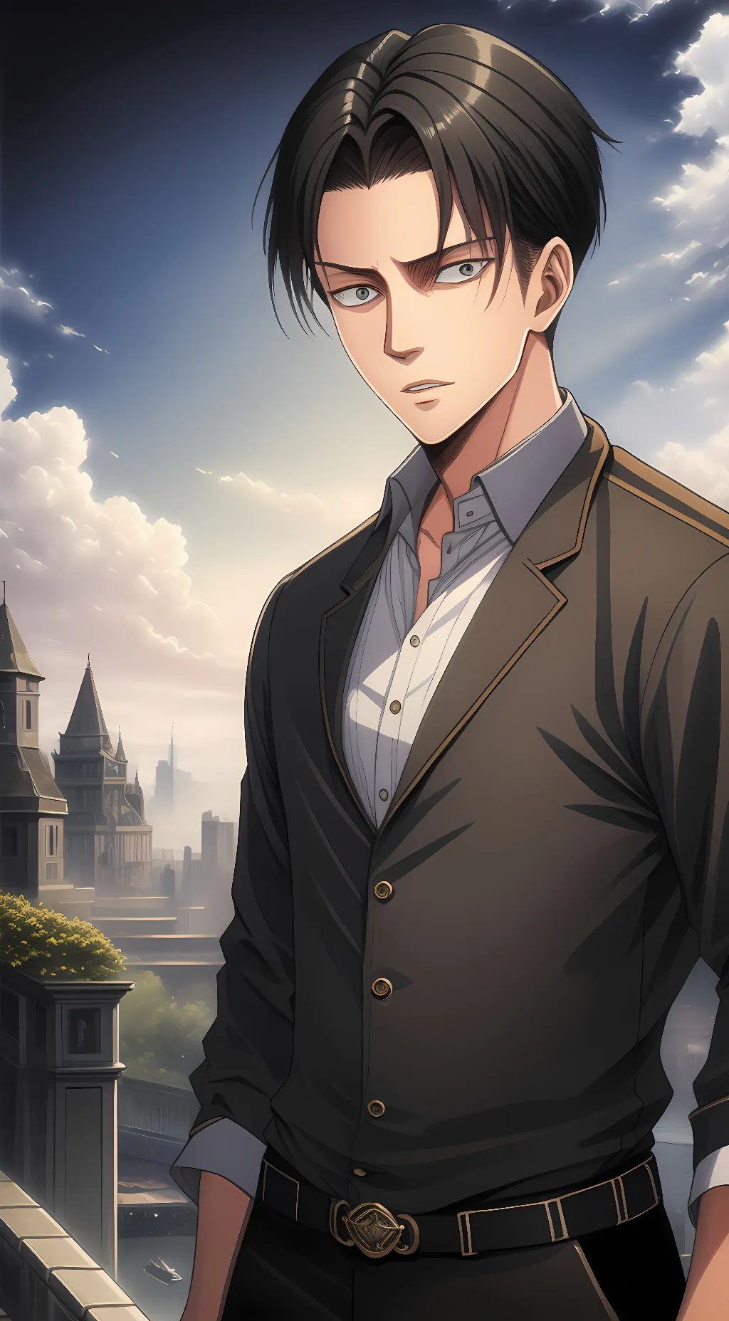 ai character: 🐈‍⬛ Cat Levi  background