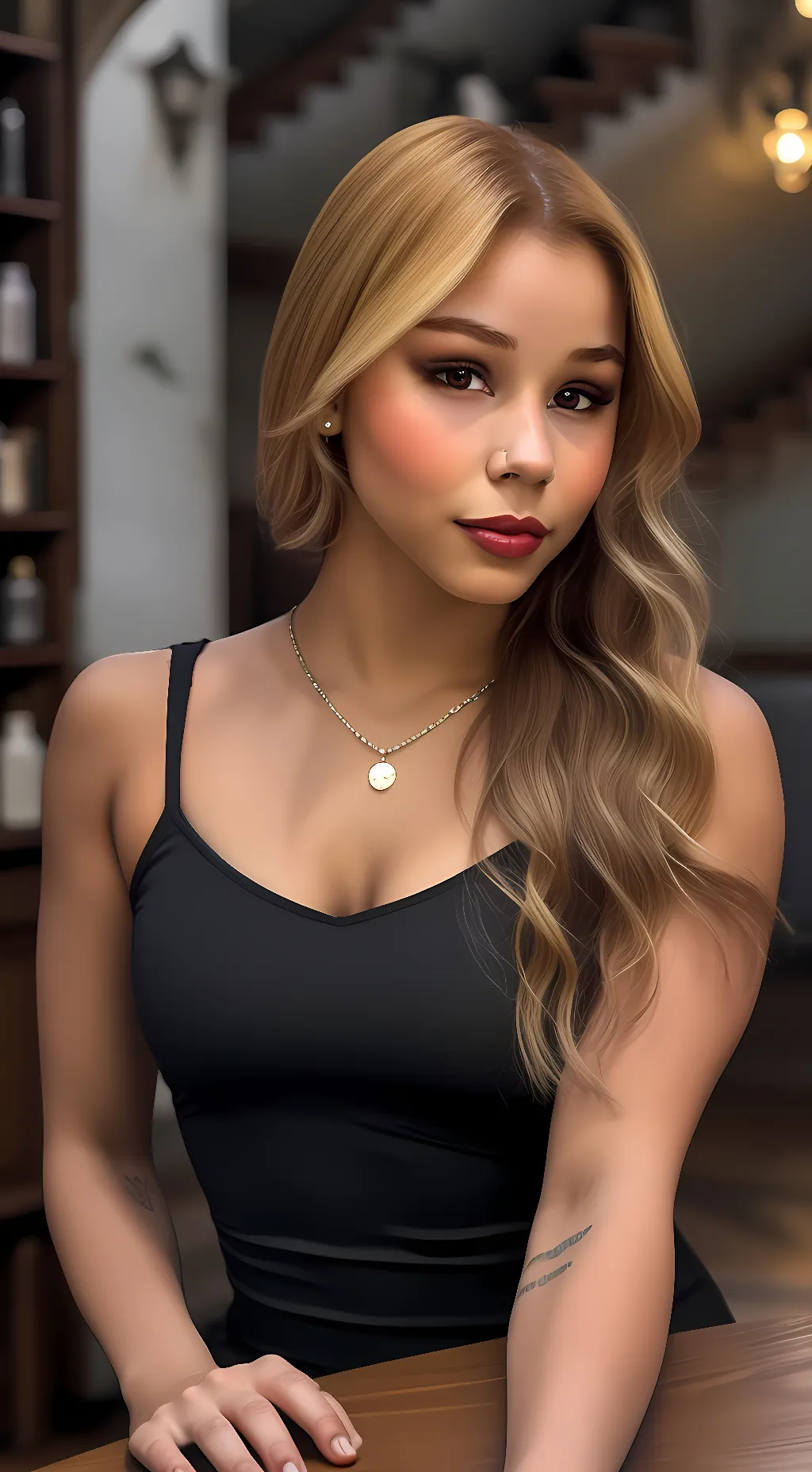 ai character: Flávia Saraiva  background