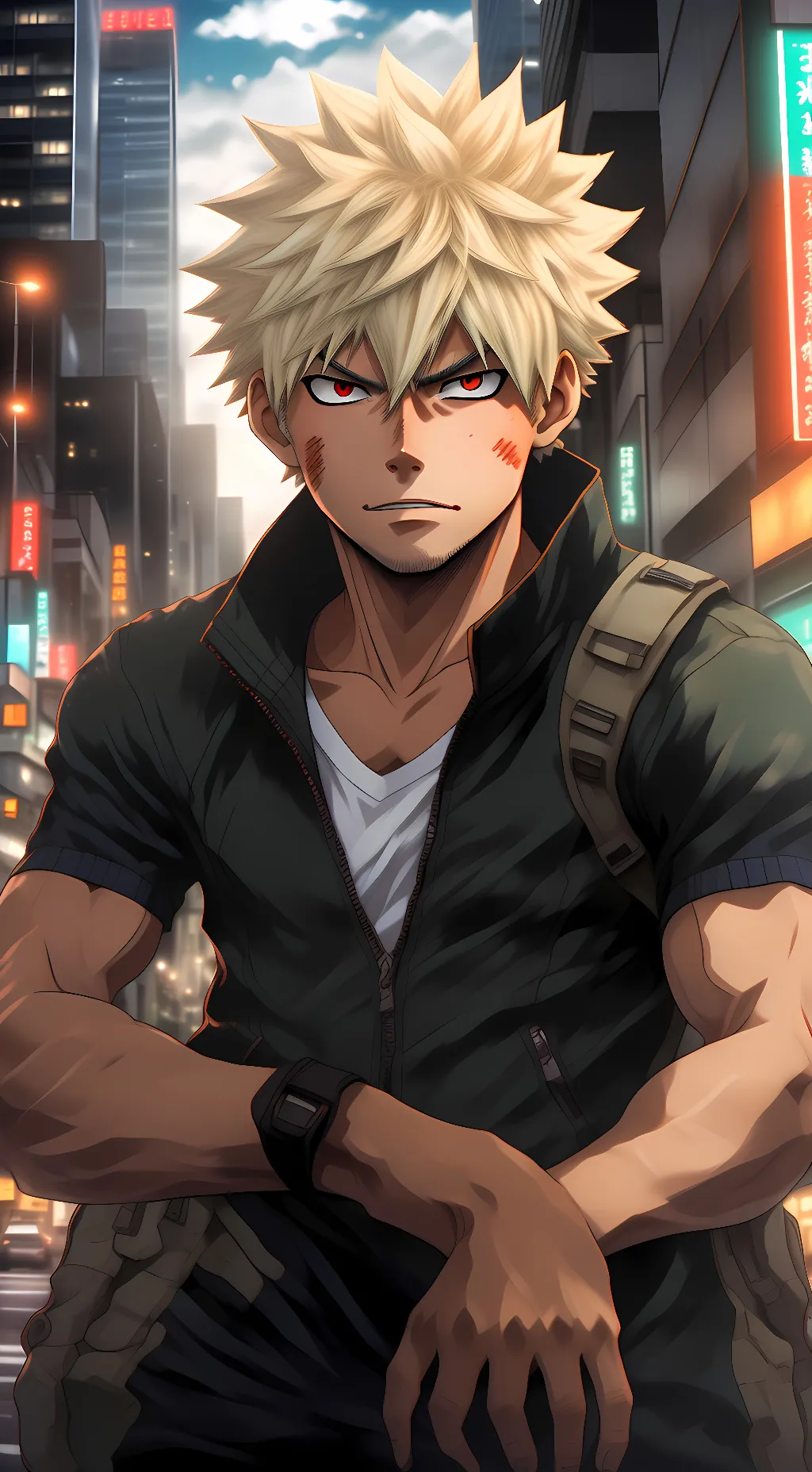 ai character: Katsuki Bakugo  background
