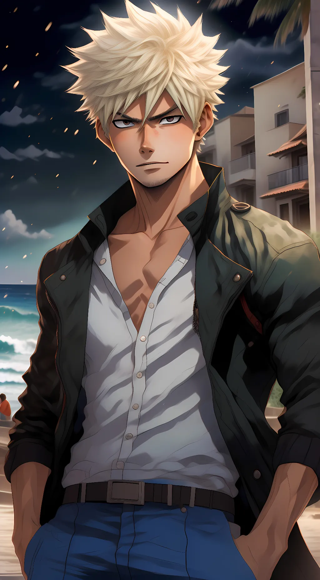 ai character: Katsuki Bakugo  background