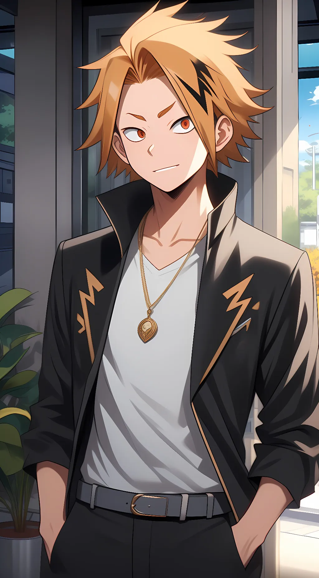 ai character: Denki Kaminari background