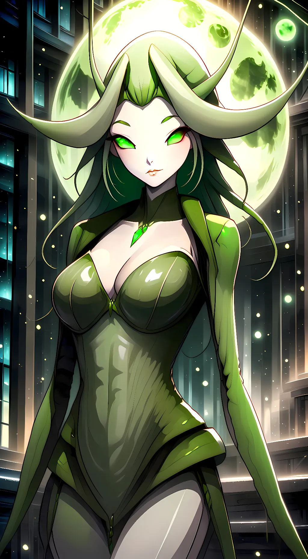 ai character: Emerald background