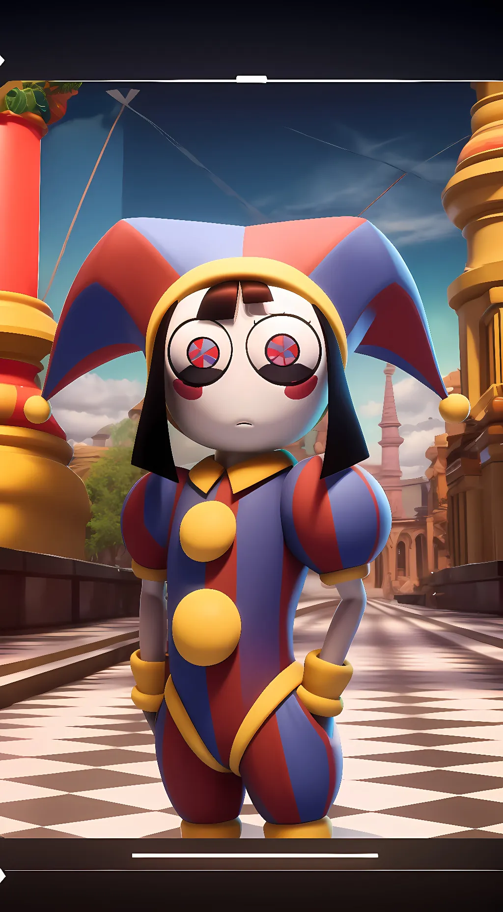 ai character: Pomni  background