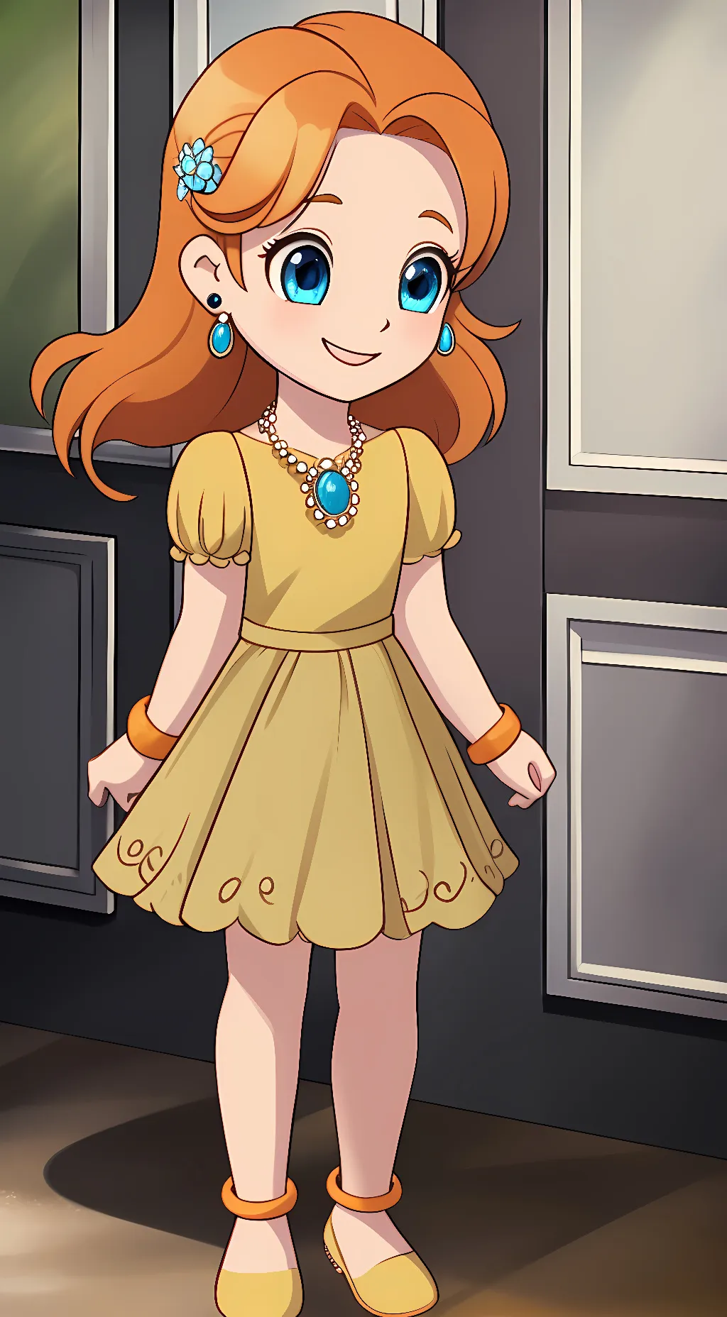 ai character: Freddi fish human background