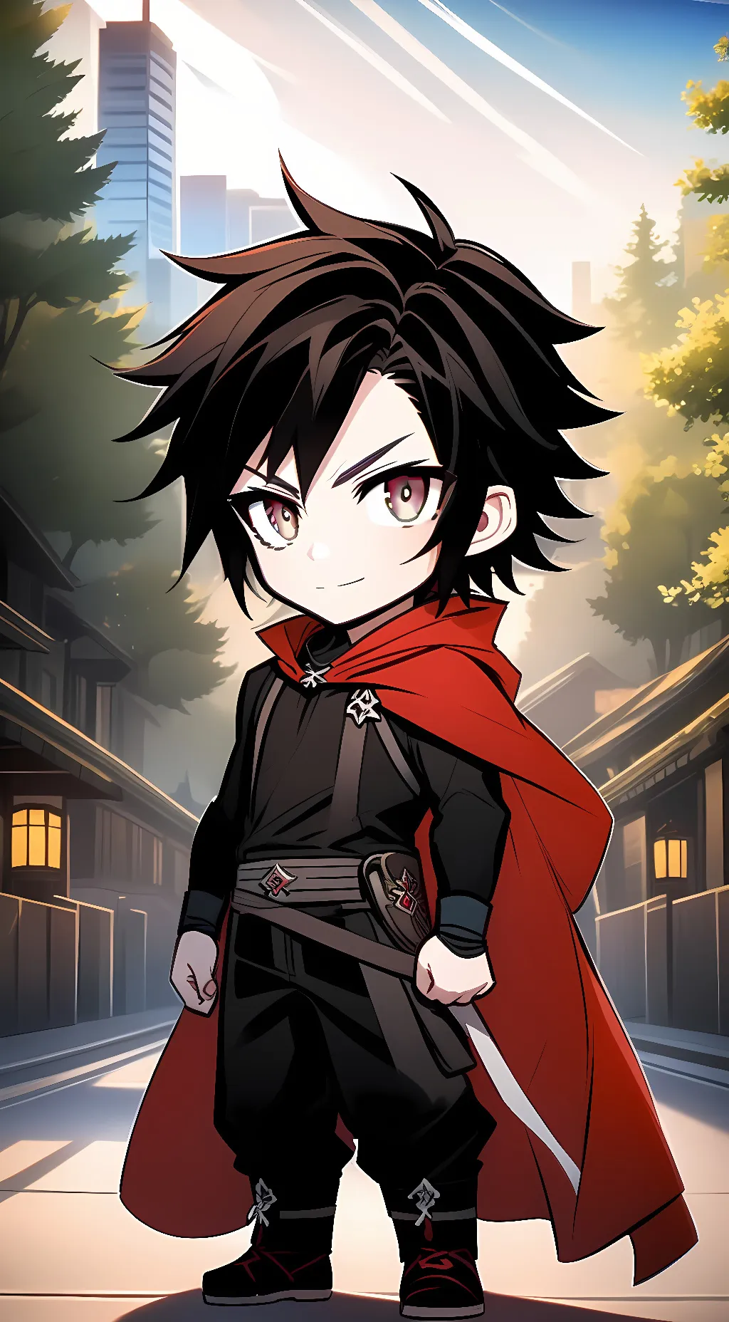 ai character: Jay rose (chibi.) background