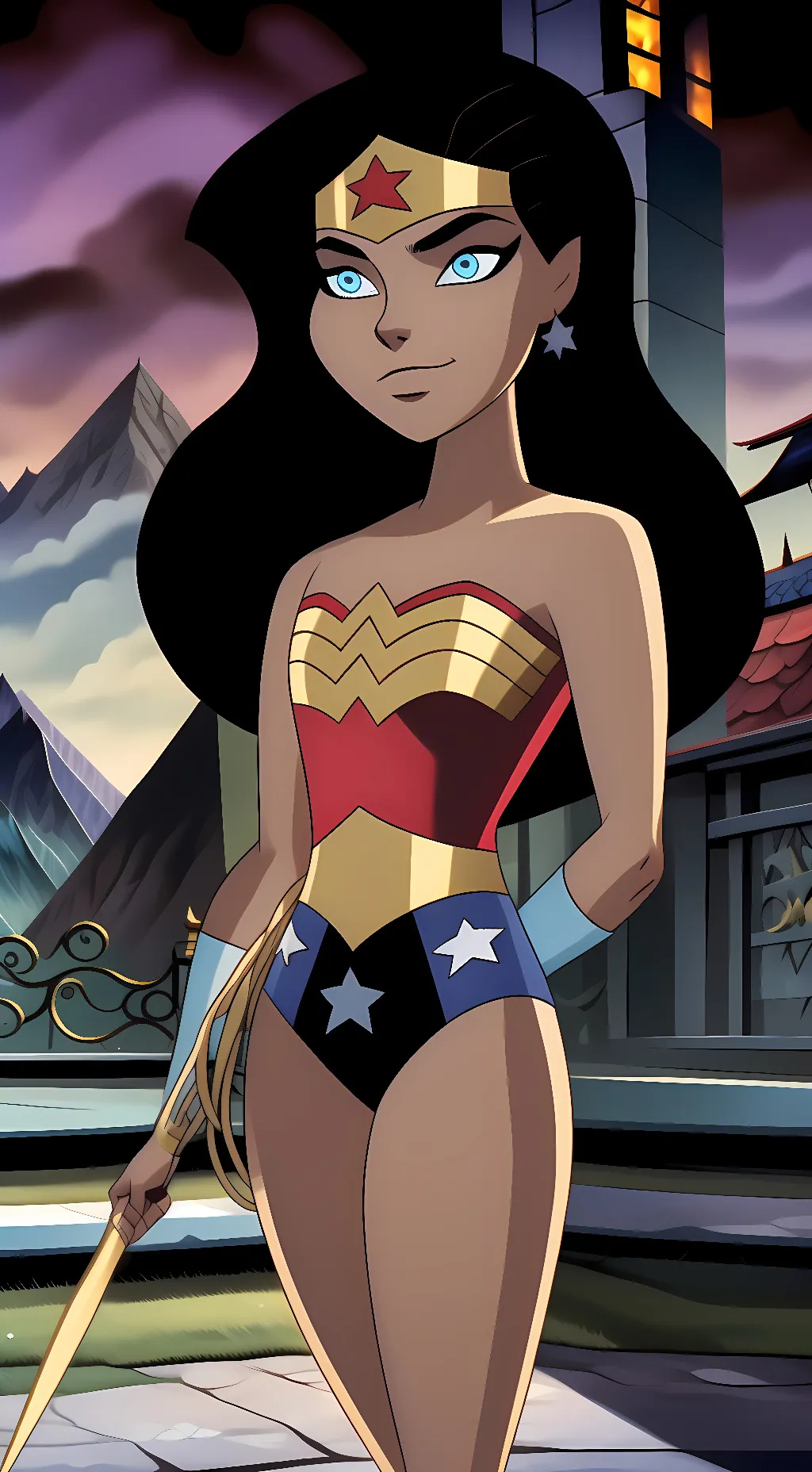 ai character: Kid Wonder Woman background