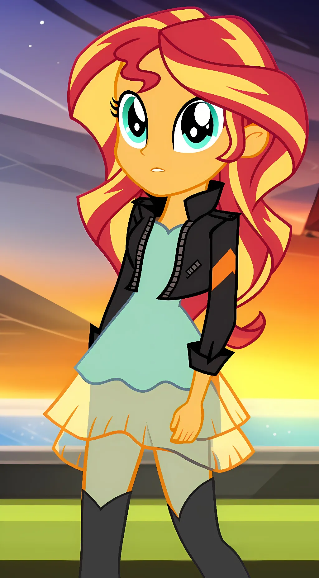 ai character: Sunset Shimmer  background
