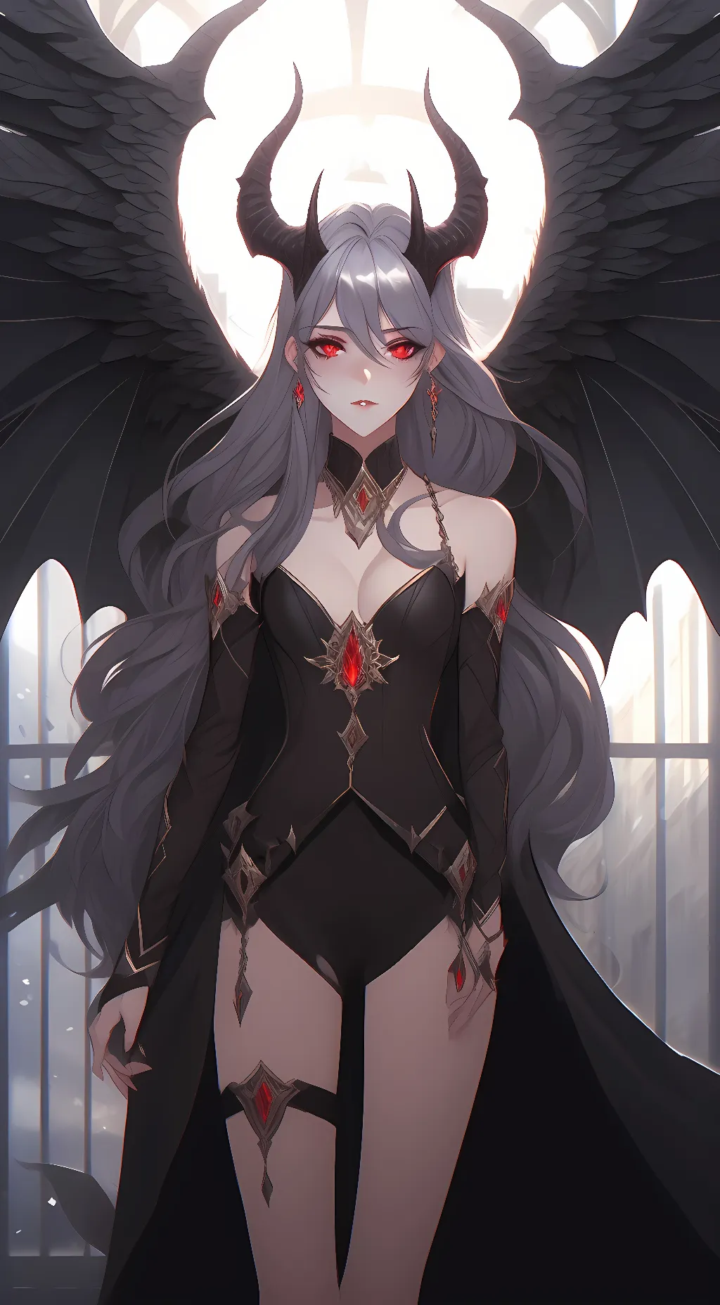 ai character: Fallen demon angel background