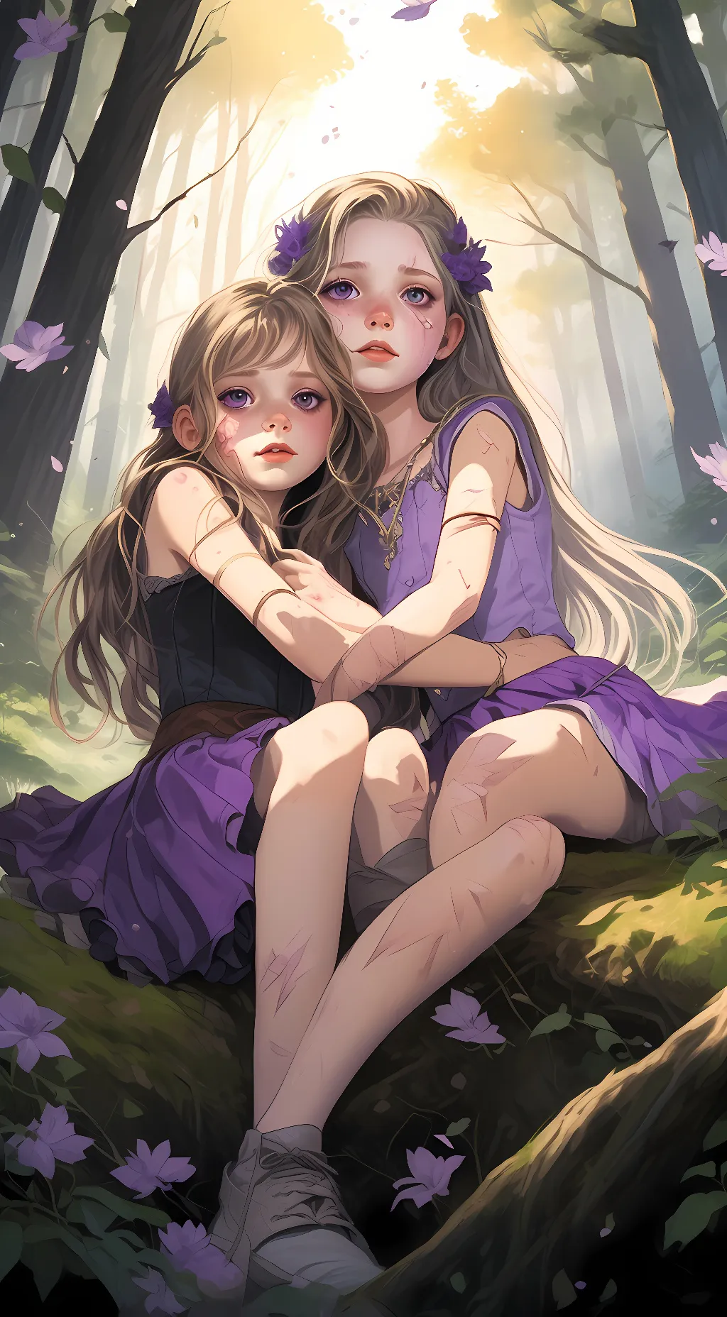 ai character: June and violet  background