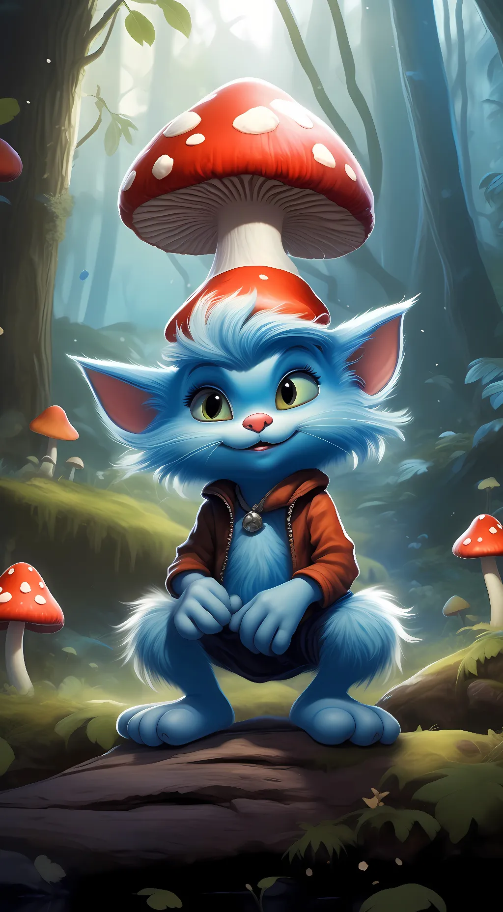 ai character: Smurf cat background