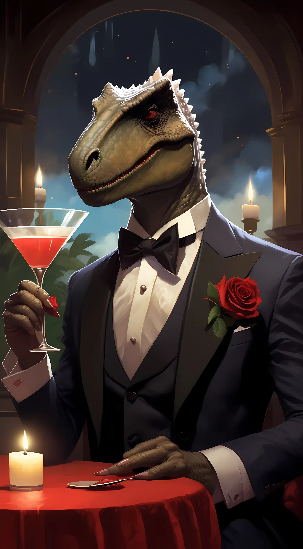 ai character: Seductive Dinosaur background
