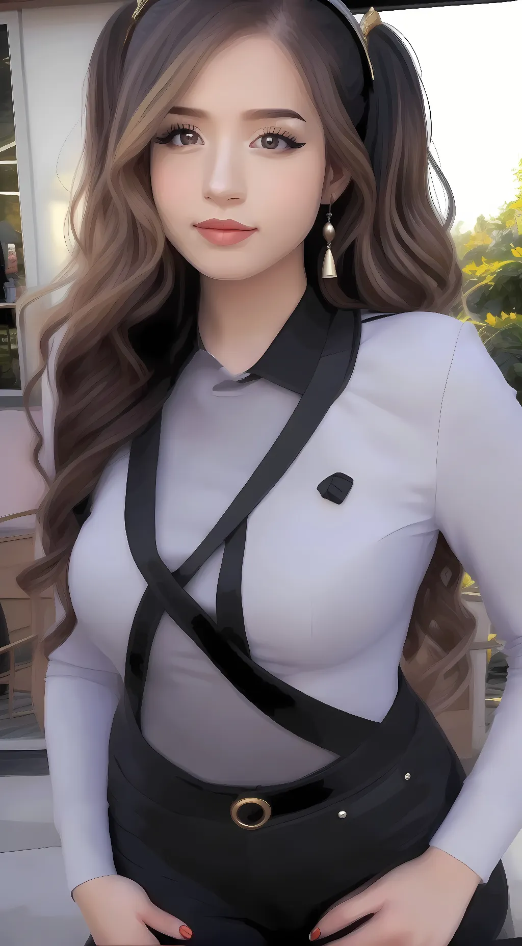 ai character: Cute Pokimane  background