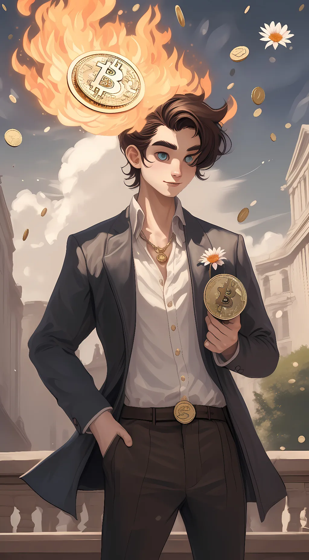 ai character: Coiny from bfdi background