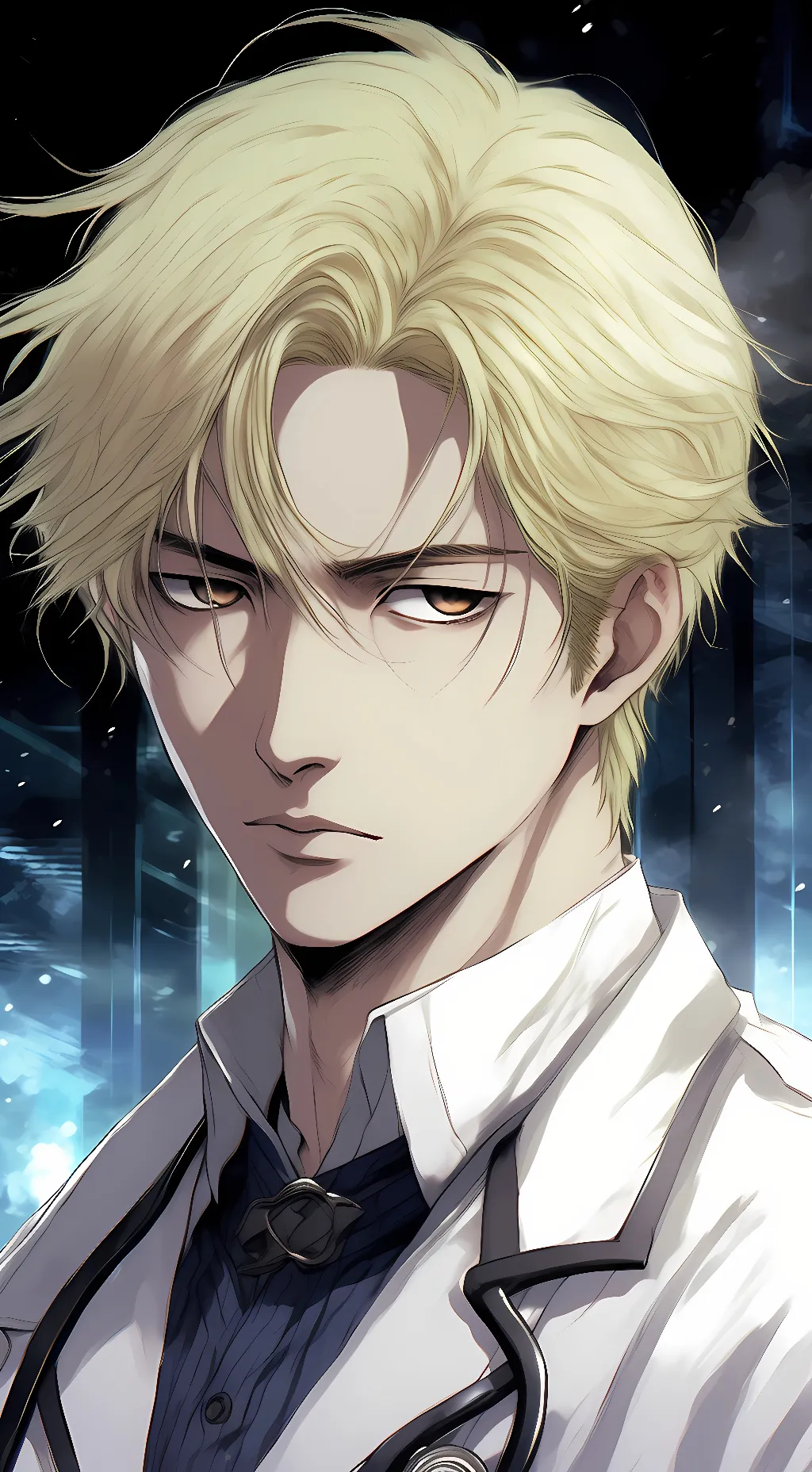 ai character: Johan liebert  background