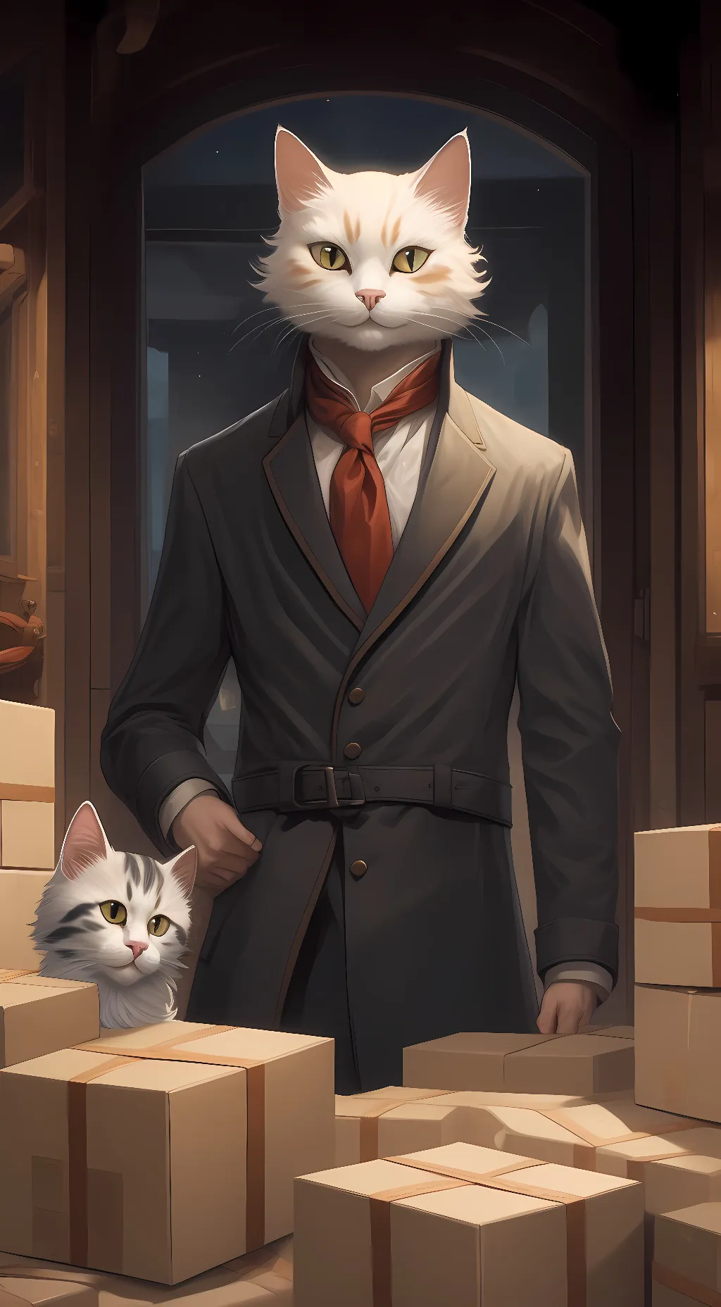 ai character: cat tcat background