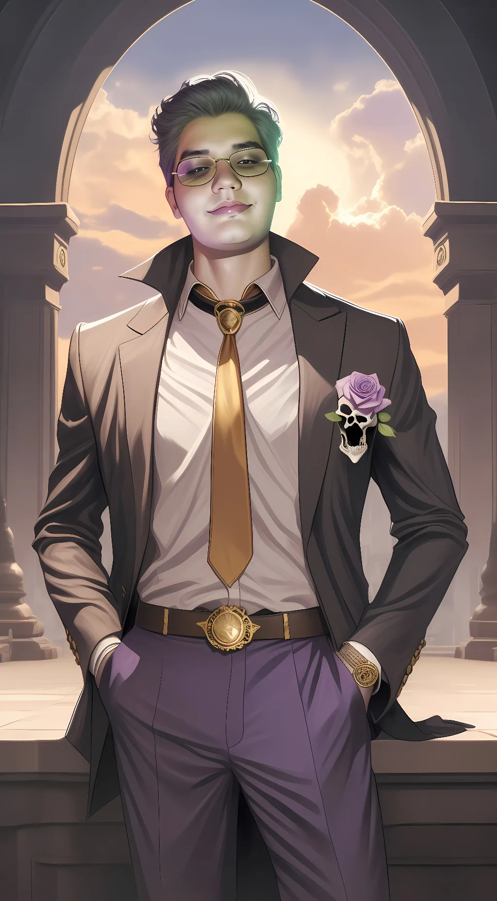 ai character:  joker gold background