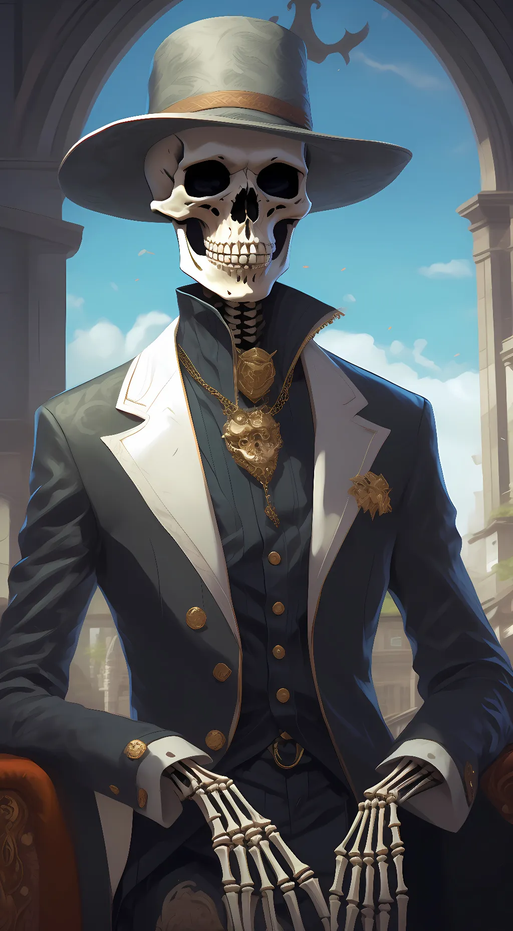 ai character: Mr. skele man background