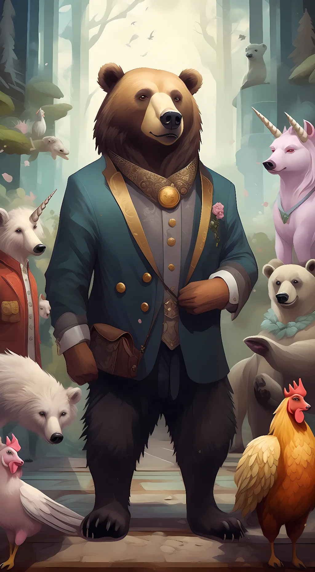 ai character: Smiling critters background