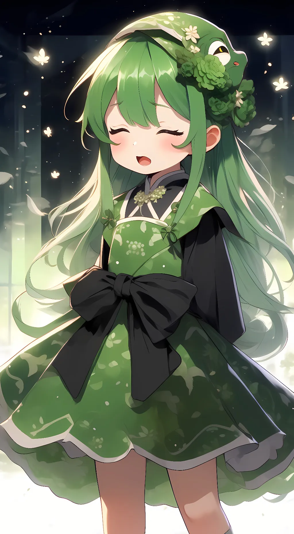 ai character: Human green(girl) background