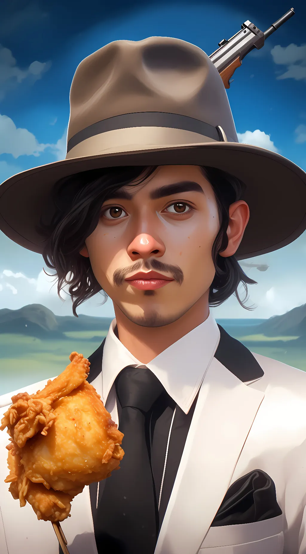 ai character: detectivechikinleg background