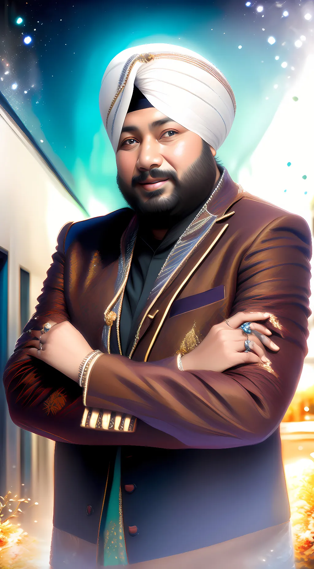 ai character: Daler Mehndi background